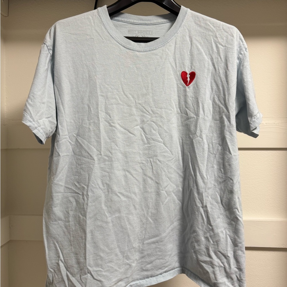 Light Blue Heart Graphic T-Shirt